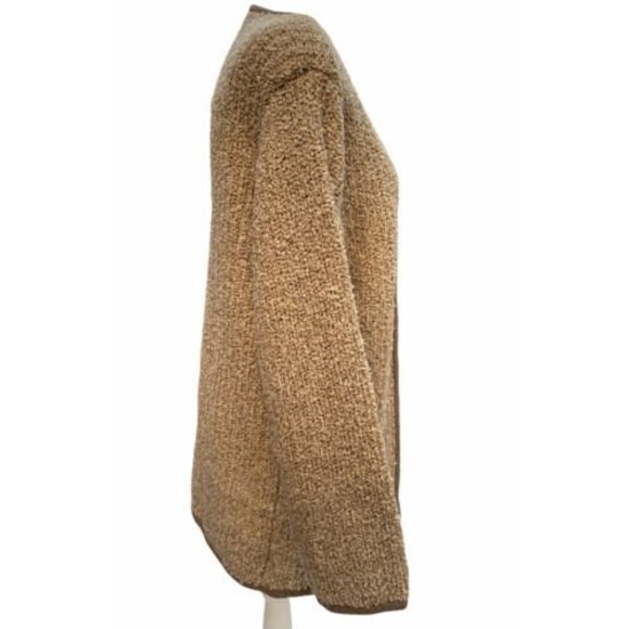 Vintage Susan Ess Tan Beige Ribbed Knit Cardigan Sweater Pockets Size Large L - Picture 2 of 8